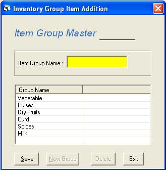 Restaurant Menu Item Group